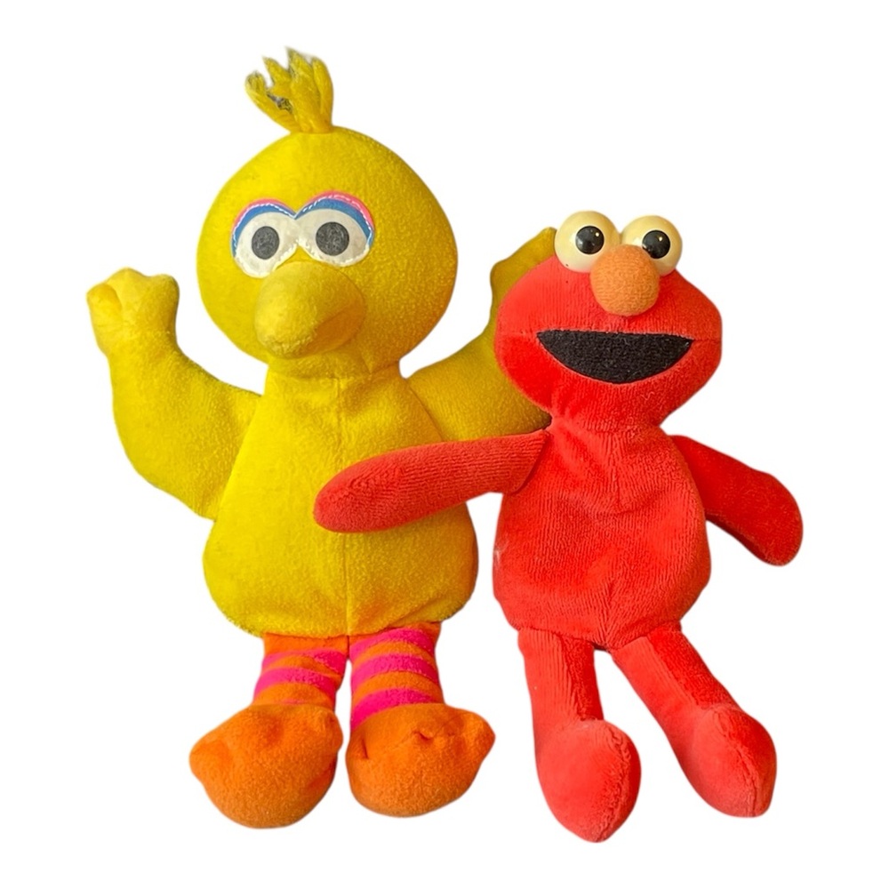 Sesame Street Plush Set Elmo & Big Bird 1997 Vintage Stuffed Animals Jim Henson
